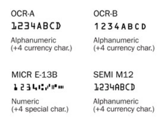 OCR常見字體中MICR和SEMI M12的字體形態