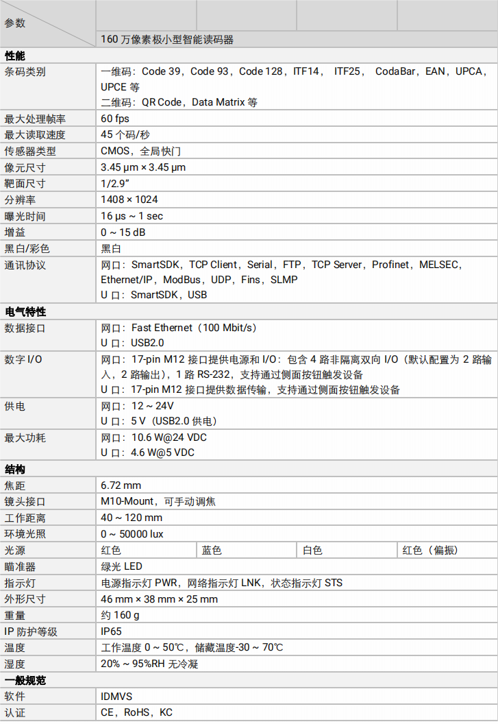 ?？礛V-RD716-2智能讀碼器參數圖
